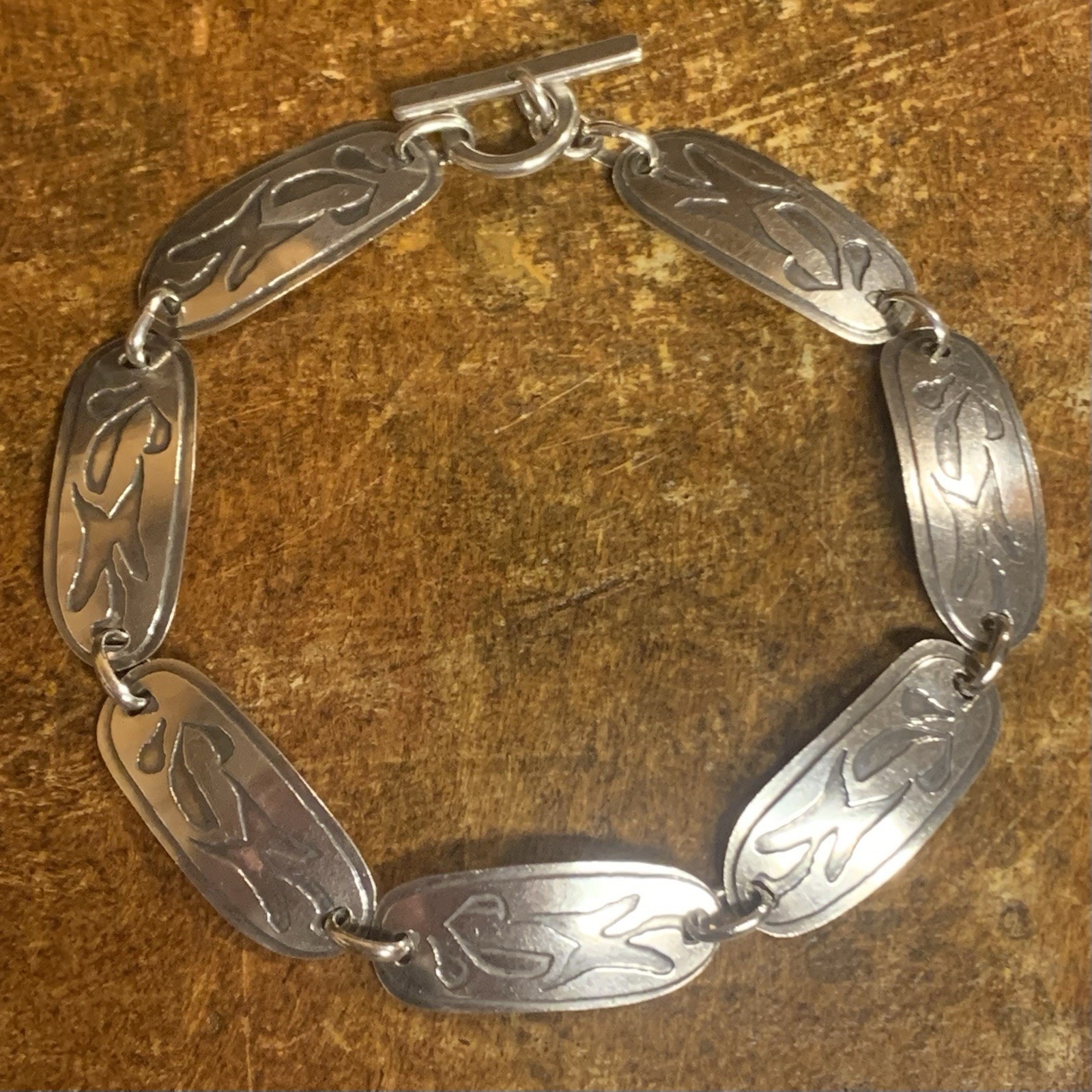 Vintage Ed Levin Sterling Silver Bracelet Modernist W/ Engraving